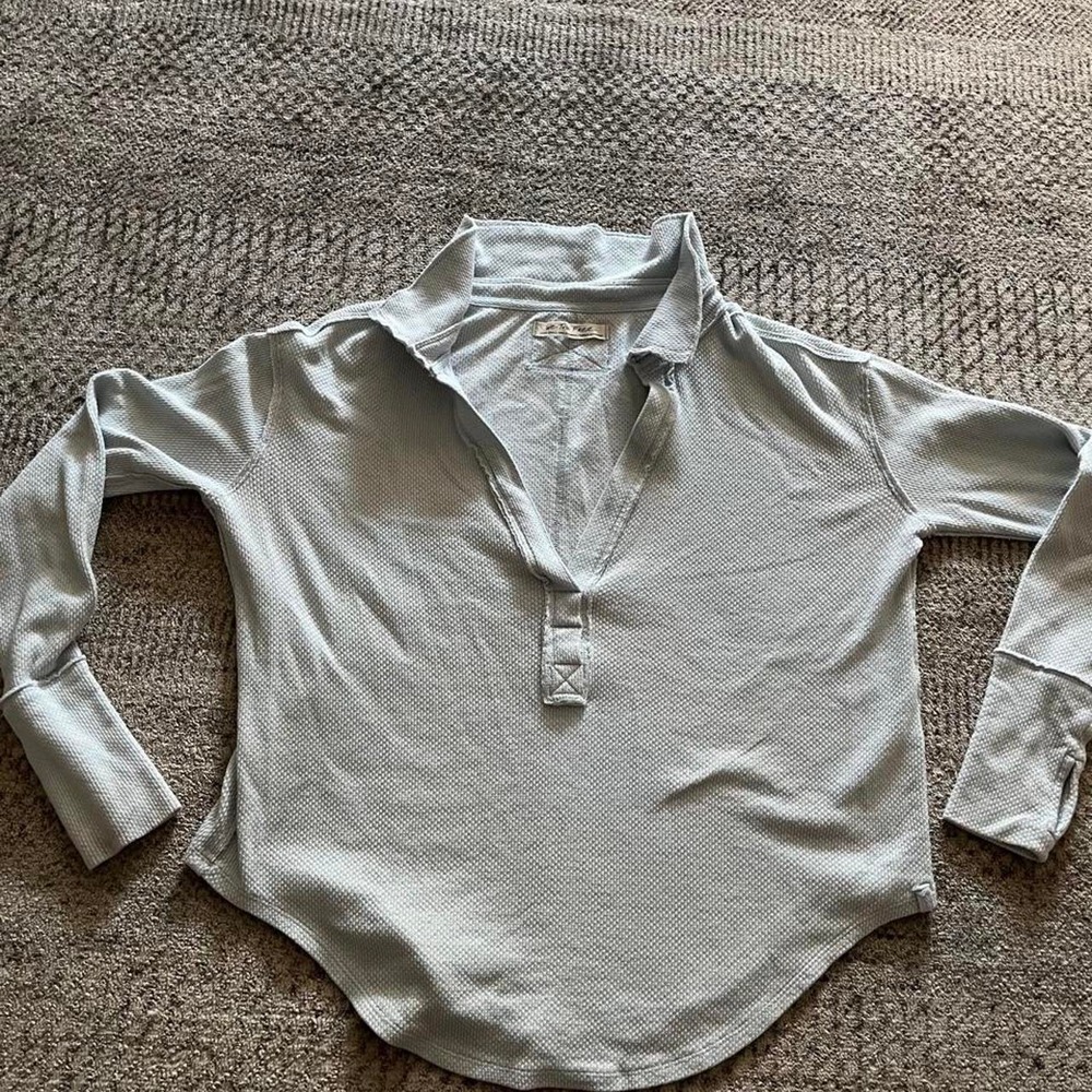 Free people thermal pullover top  texture thumb hole festival costal boho